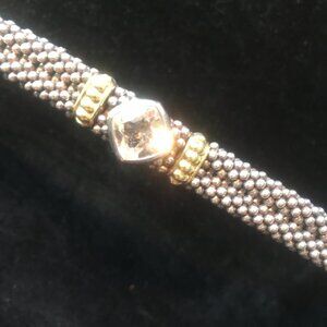Lagos Silver with Gold and White Topaz Bracelet